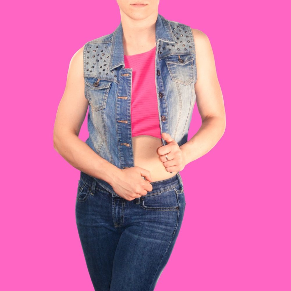 Studded Acid Washed Jean Jacket